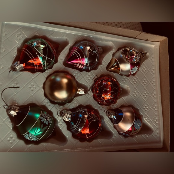 8 Vintage Commodore Christmas Classics Glass Glitter Ornaments Romania - Picture 3 of 5